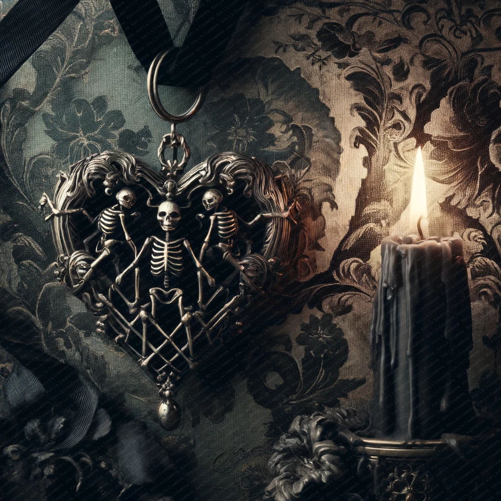 Gothic Elegance: Skeleton Heart Pendant