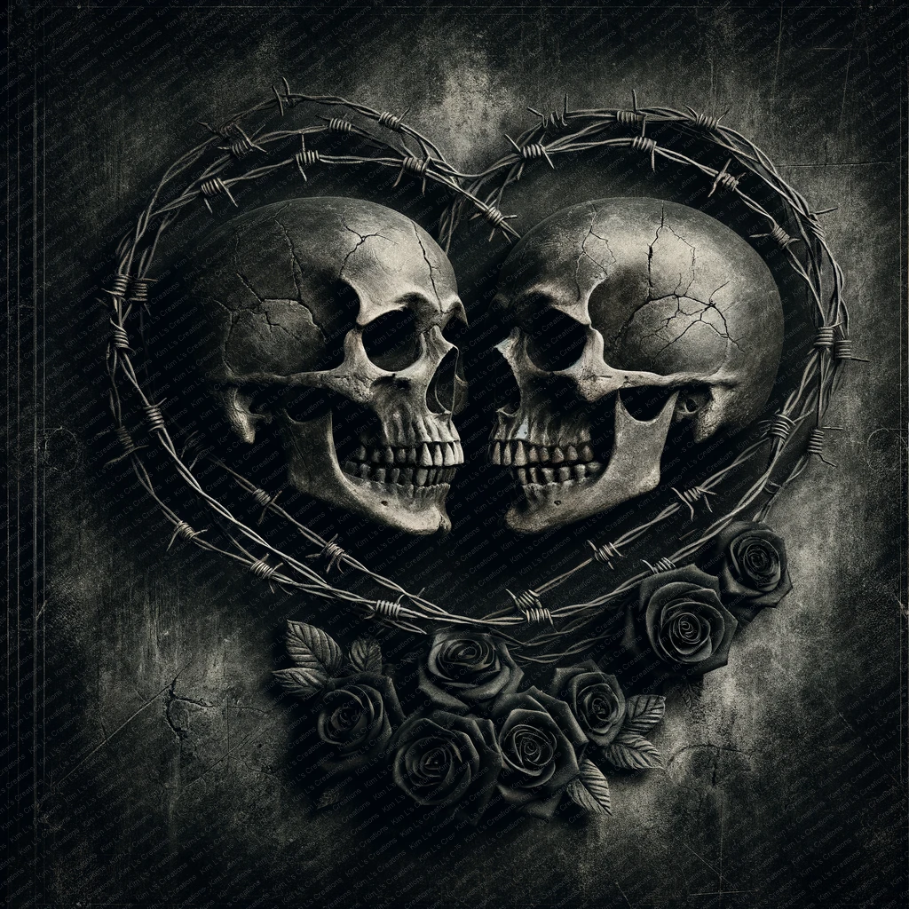 Gothic Skull Heart Background