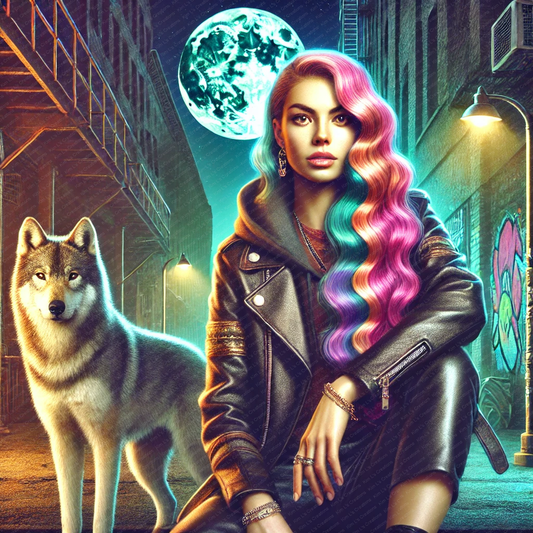 City Woman and Wolf