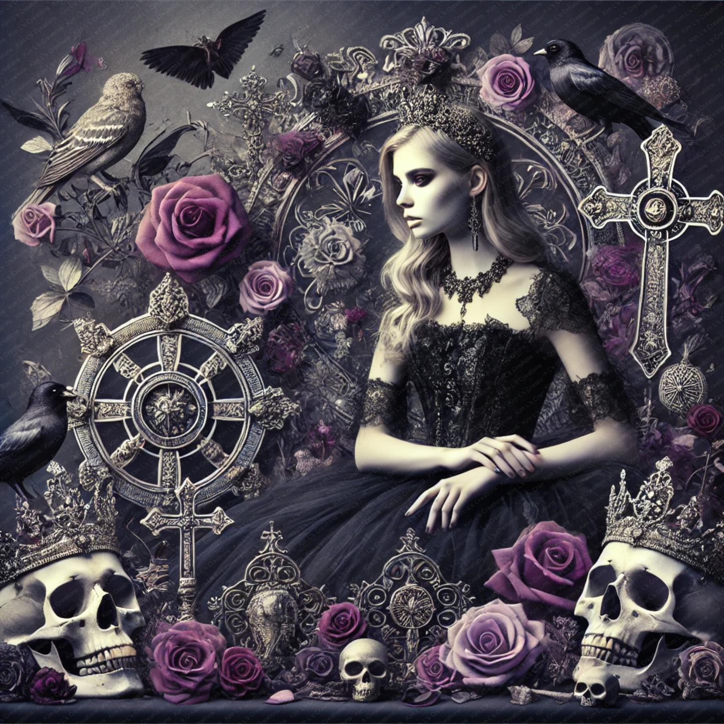 Gothic Queen with Skulls
