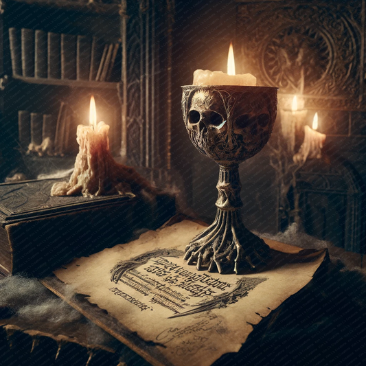 Ancient Grimoire and Ritual Chalice