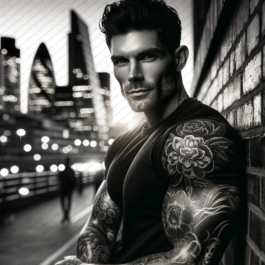 Monochrome Urban Tattooed Man