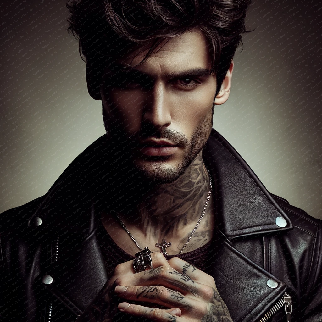 Brooding Tattooed Rebel Portrait