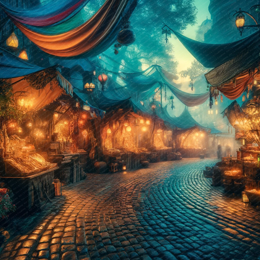 Fantastical Marketplace at Dusk