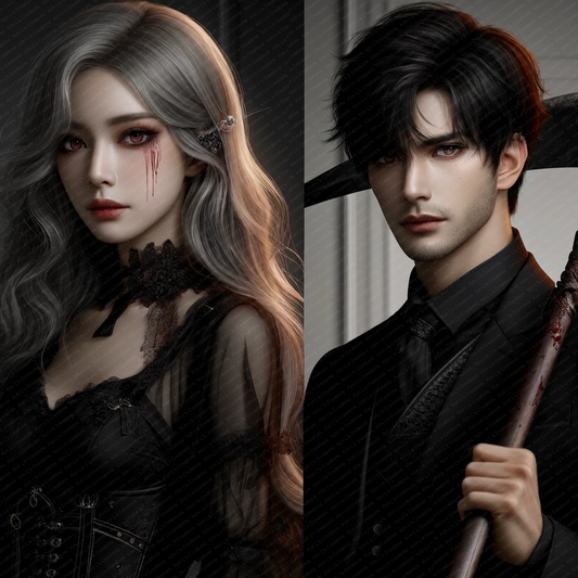 Elegant Gothic Couple with Scythe