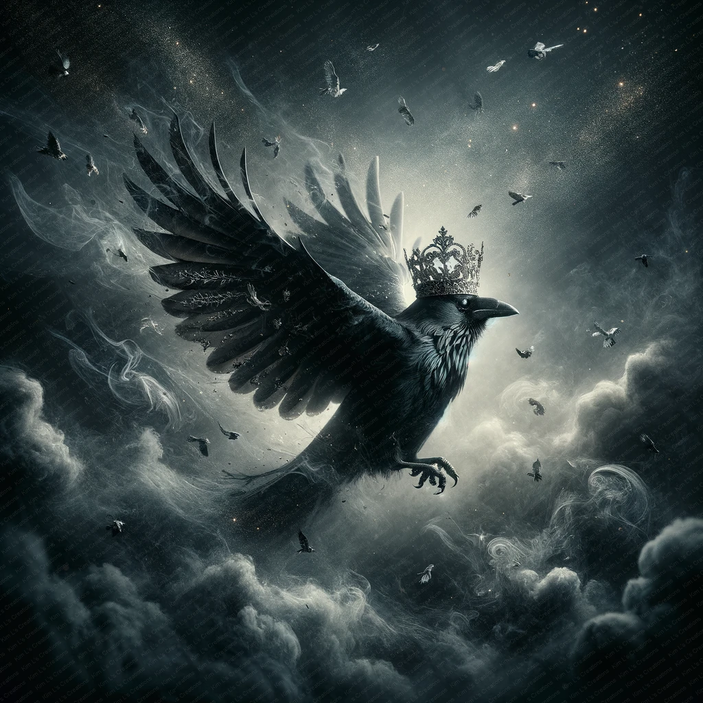 Majestic Crow with Crown