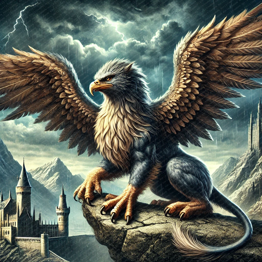 Majestic Griffon Overlooking Castle