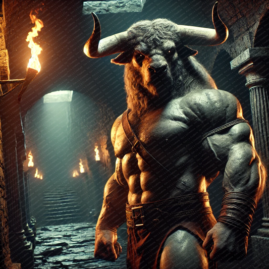 Powerful Minotaur in Ancient Labyrinth