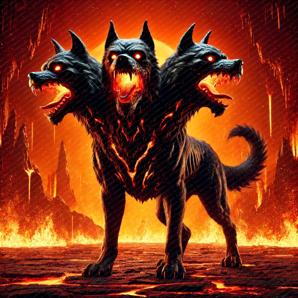 Cerberus in Fiery Underworld