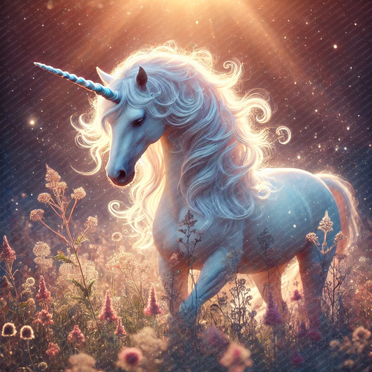 Ethereal Unicorn in Sunlit Meadow
