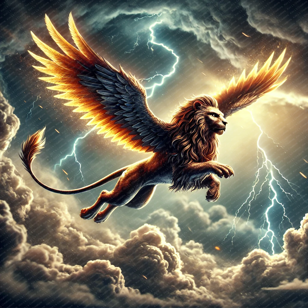 Majestic Griffon in Stormy Sky