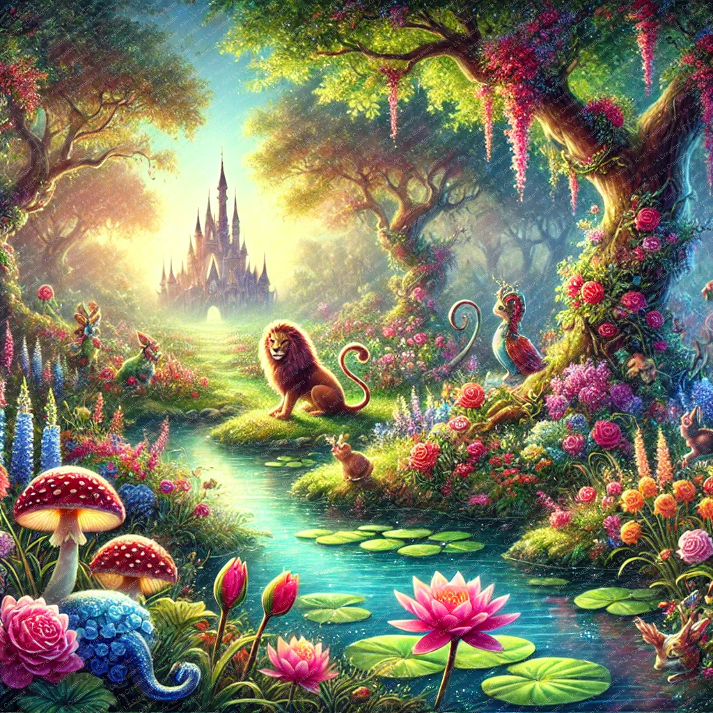 Enchanted Garden with Magical Creatures