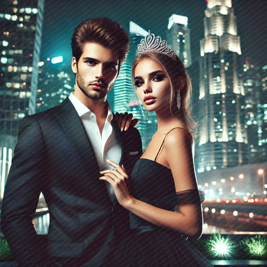 Glamorous Couple in City Lights