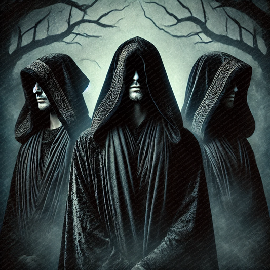 Hooded Figures in an Eerie Forest