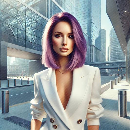 Stylish Purple-Haired Woman