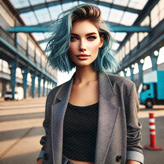 Edgy Blue-Haired Woman