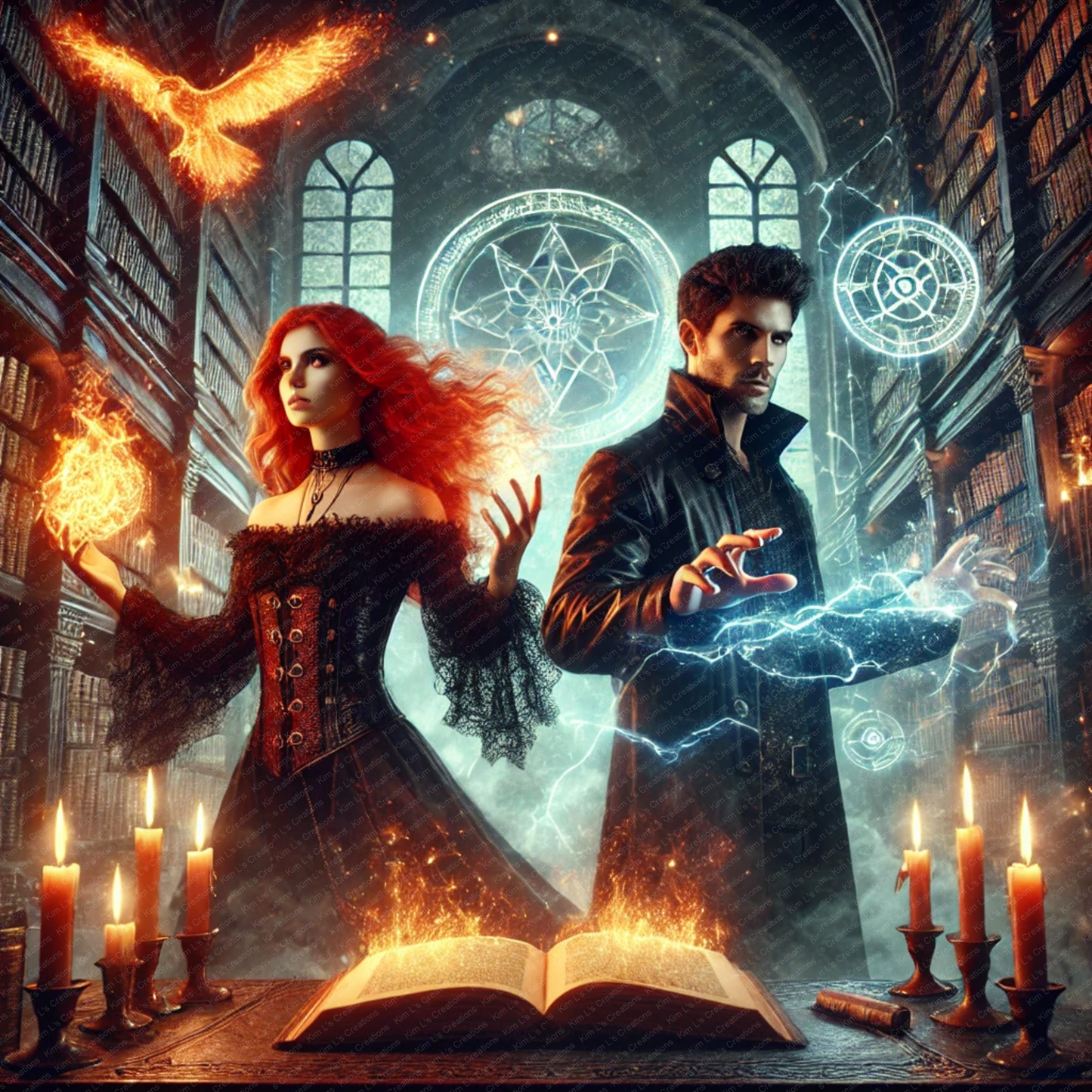 Elemental Spellcasting in a Mystical Library