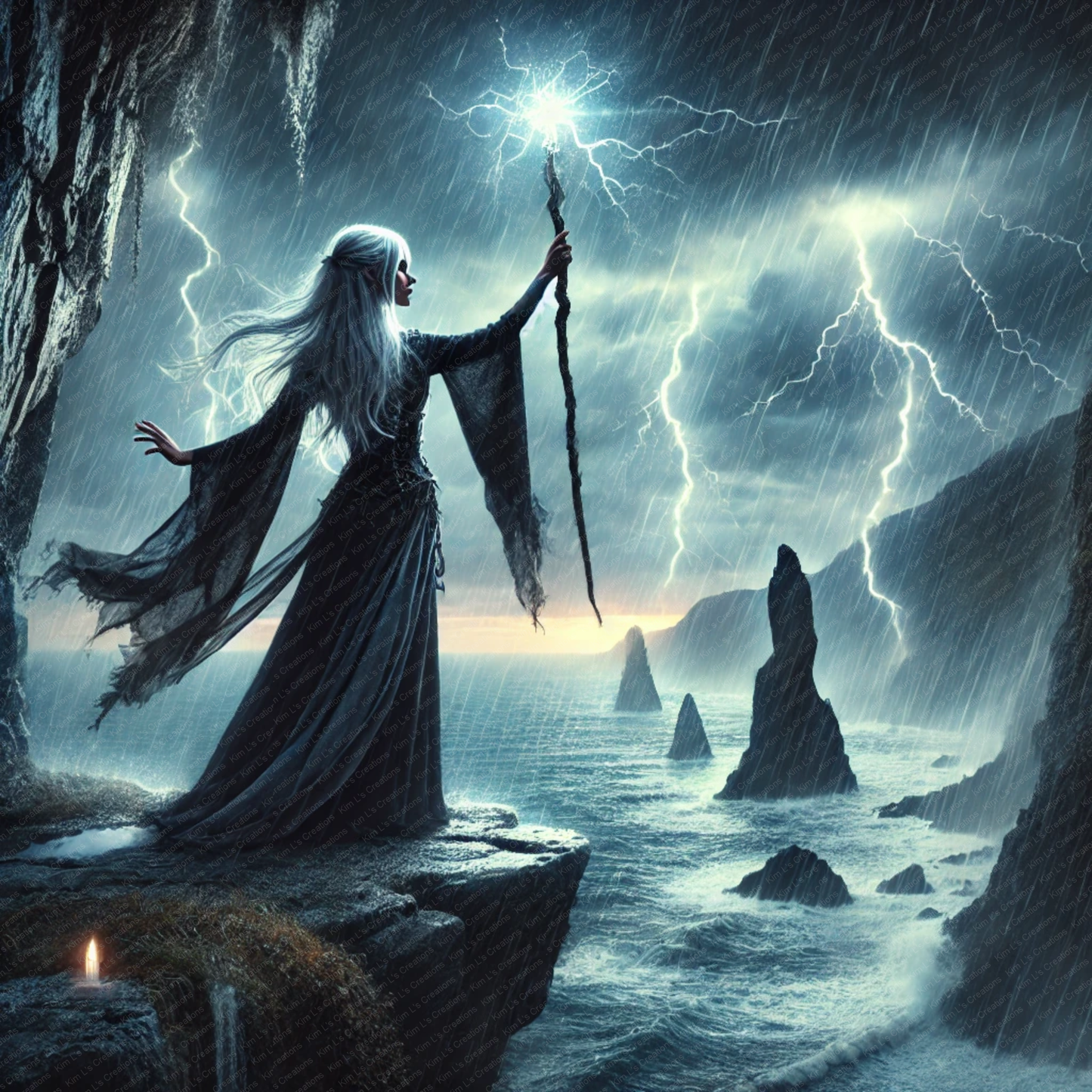 Stormy Sorceress Summoning Lightning