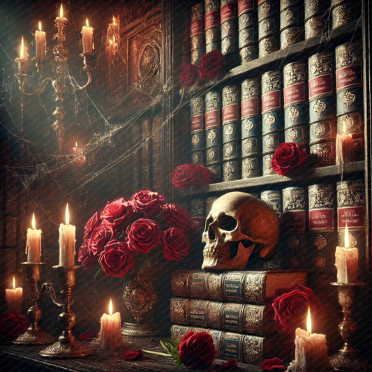 Gothic Candlelit Library