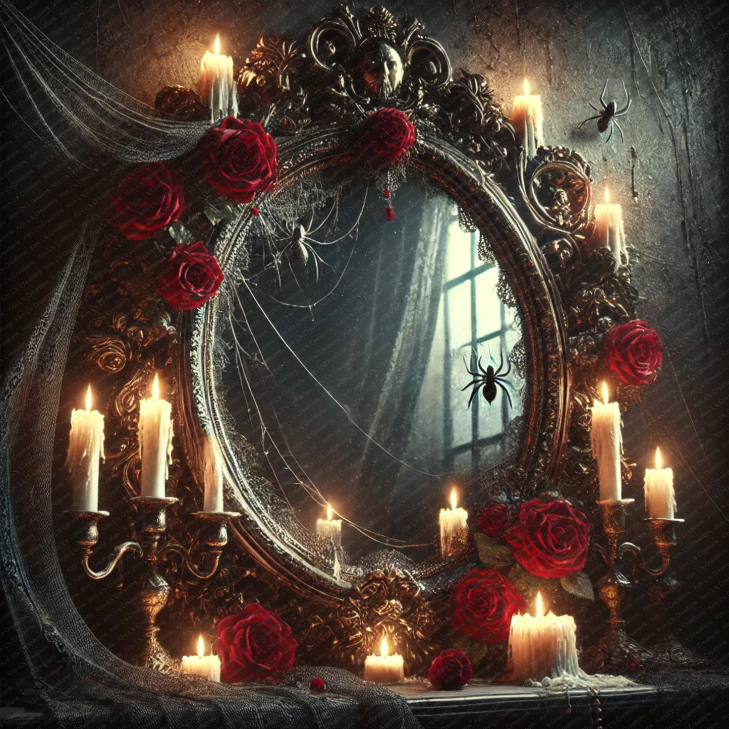 Gothic Mirror with Roses