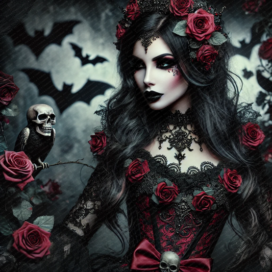 Gothic Princess with Skulls and Roses