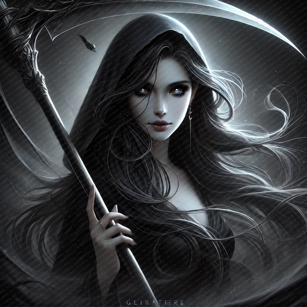 Hooded Woman with Scythe