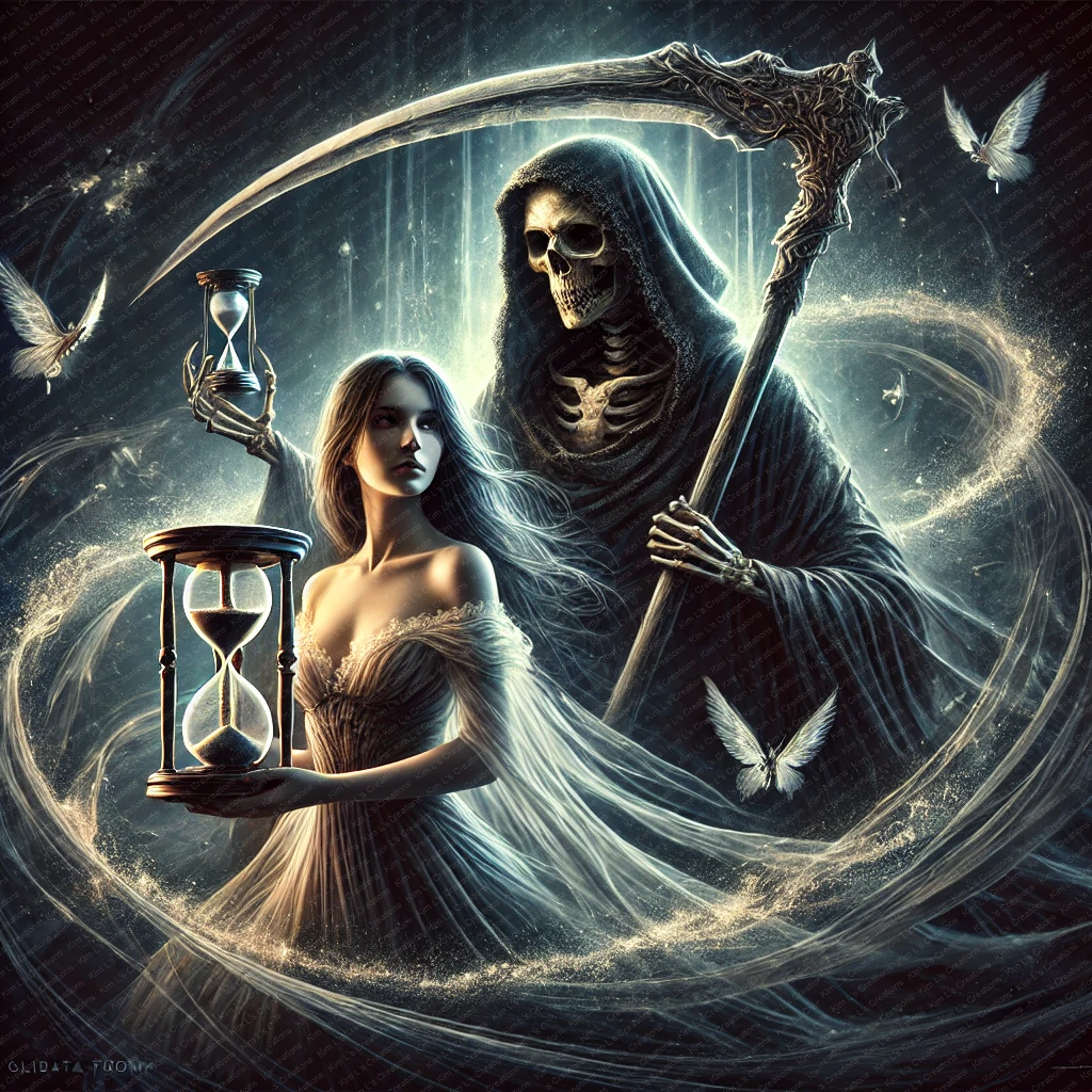 Reaper and Woman with Hourglass