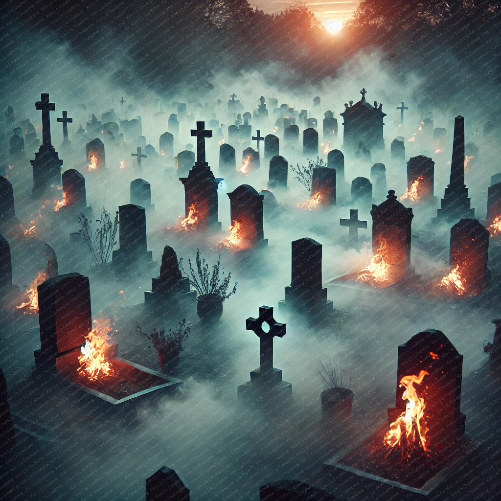 Graveyard with Fires