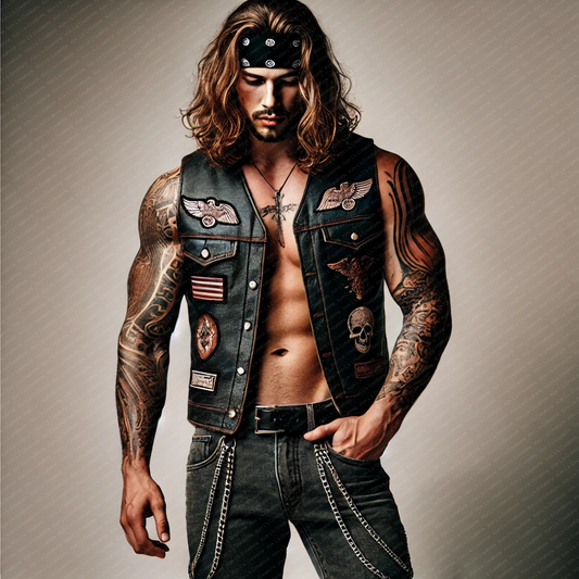 Tattooed Biker in Bandana