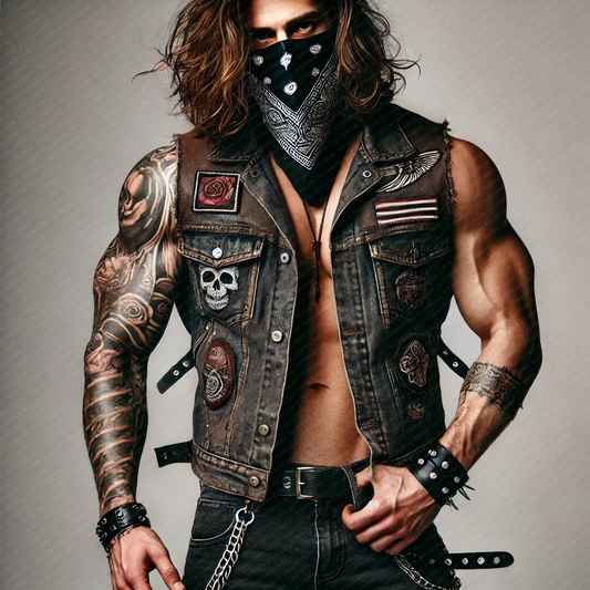 Masked Biker with Tattoos