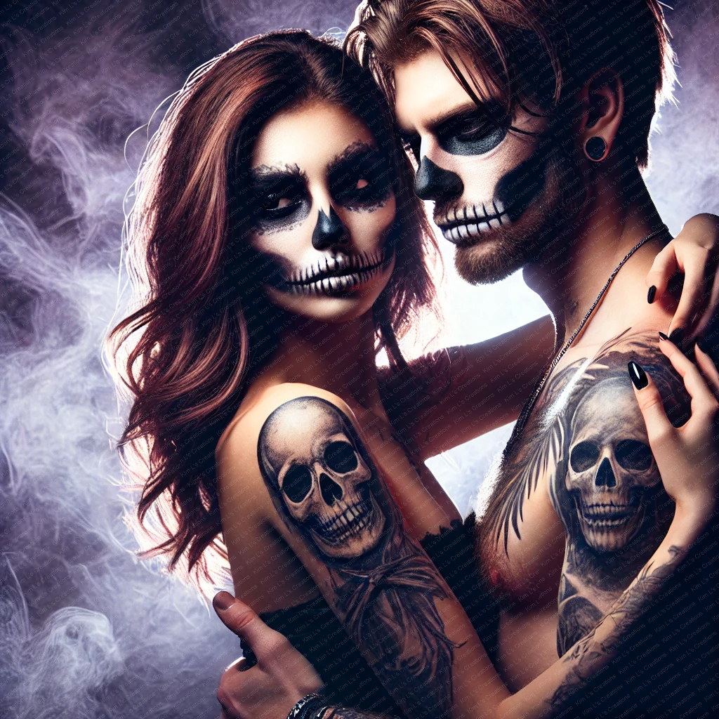 Couple with Skull Makeup